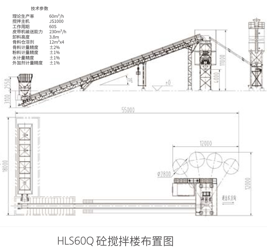 HLS60Q砼搅拌楼布置图